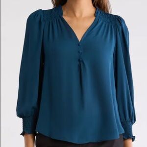 T. Tahari Dark Teal Business Casual Blouse size Medium